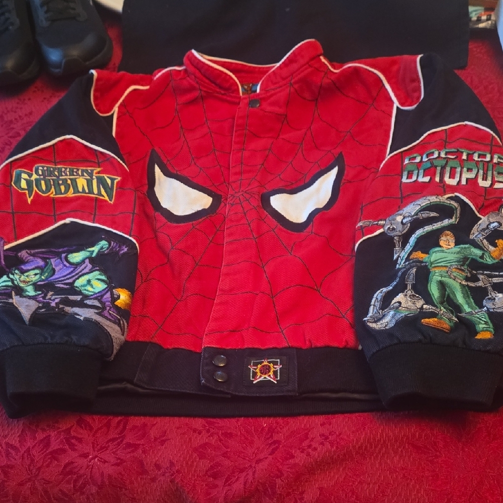Red Spiderman Kids Costume Jacket with Green Goblin & Dr. Octopus Graphics